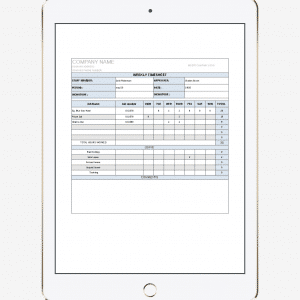 weekly Timesheet template, project Management