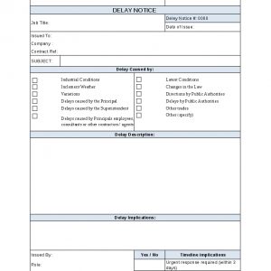 Notice of delay Project Management Template