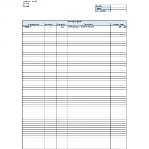 Project Manager Drawing Register template