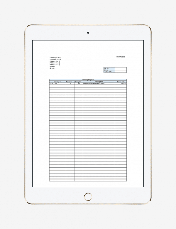 Drawing register project management template