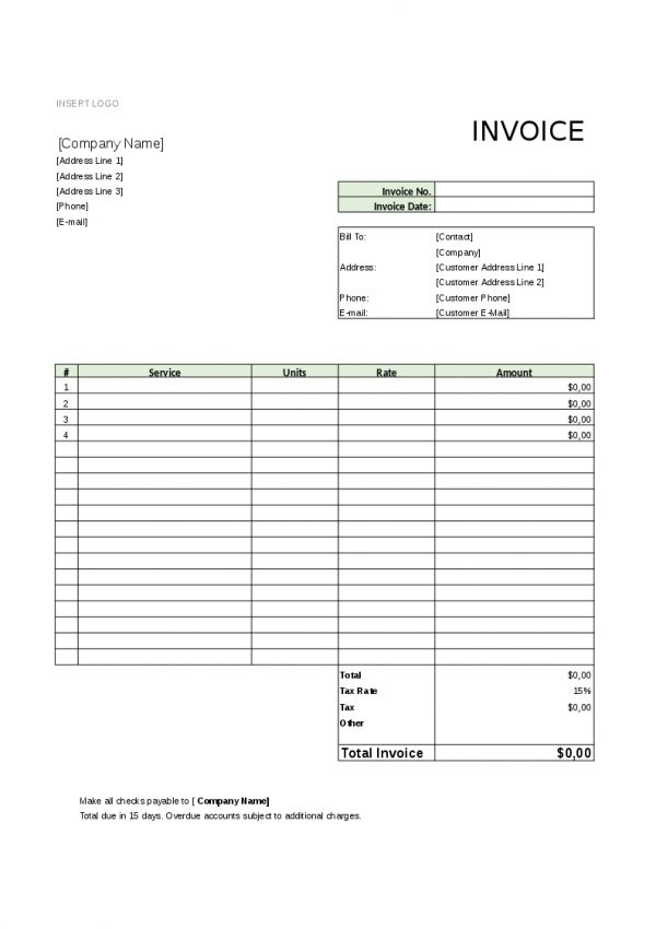 Invoice template, project manager