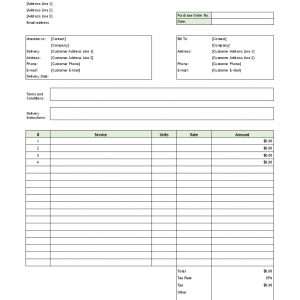 Project management template, Purchase order