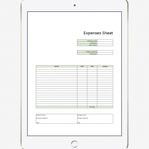 Expenses sheet template, Project management