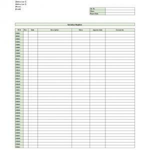 Free Variation Register template, Project Manager