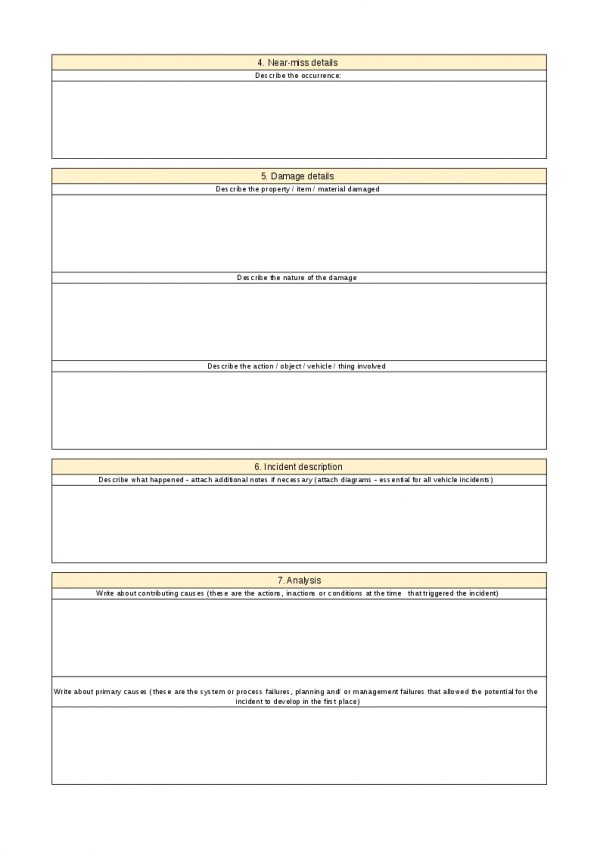 Incident Report template, Project Manager
