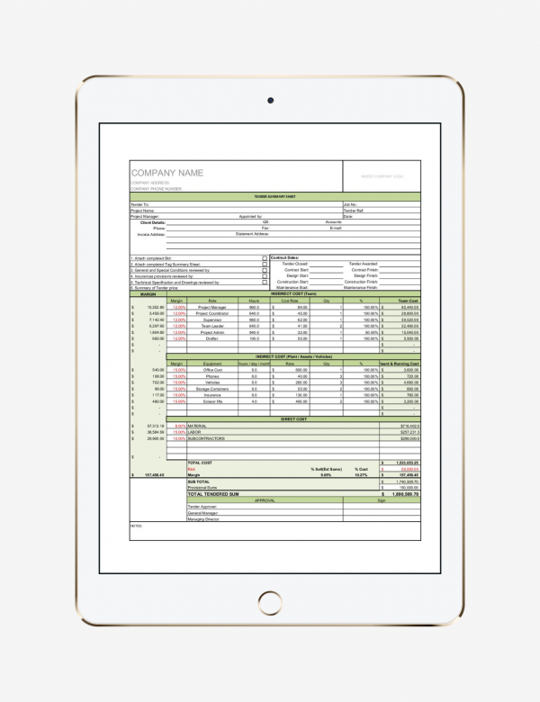 Construction Estimation Template