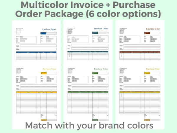 color Invoice template, project management